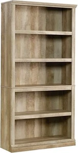 Rustic Oak Finish Wooden 5 Shelf Bookcase Bookshelf Tier Cabinet Storage Office - Picture 1 of 7
