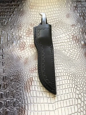 Fixed Blade Leather Knife Sheath Black for Buck 102 Woodsman black - Image 1 of 4