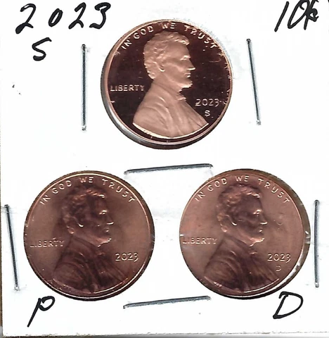 2023-S San Francisco Proof Lincoln Shield With BU P & D One Cent ( 3 Coin Set)! Cover