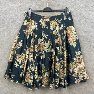 Toast Skirt Womens UK 14 Blue 100% Silk Lined Floral Pleated Midi Cottagecore - Picture 1 of 8