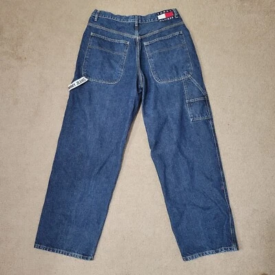 Jeans folgado vintage anos 90 Tommy Hilfiger 33 x 32 alça de martelo ajustável  - Imagem 1 de 4