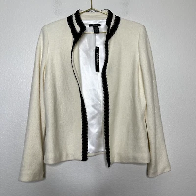 Bob Mackie Studio Coat Size 6 Ivory Elegant Ribbon Trim Jacket Classic Luxury - Image 1 of 4