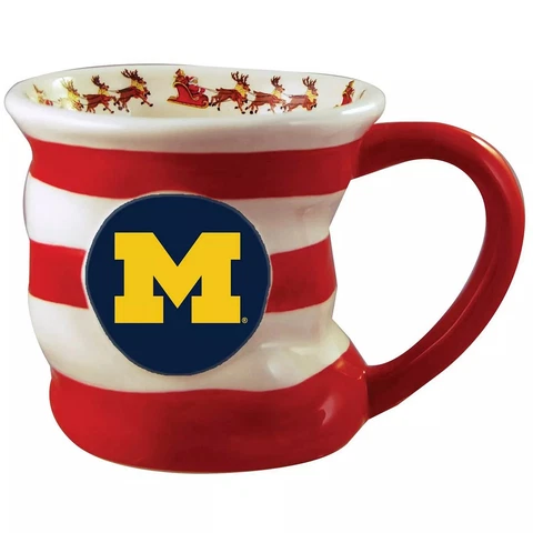 Michigan Wolverines NCAA Holiday Stocking Ceramic Coffee Tea Cup Mug 18 oz Cover