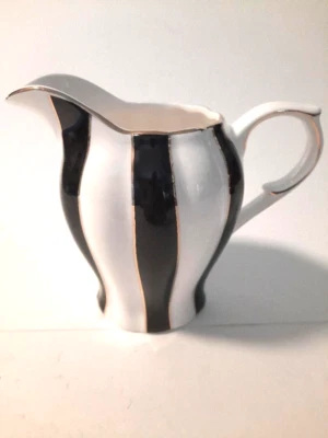 Cynthia Rowley Creamer-Black White Stripes with Gold Trim 4.50" High - Image 1 of 4