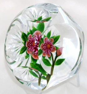 Grande PESO CARTA in vetro artistico DEBBIE TARSITANO fioritura sfaccettata FIORE & BOCCIOLO - Foto 1 di 10