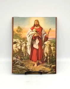 Vintage 1940's Art Print Calander Page Christ the Good Shepherd 8 X 10 In - Picture 1 of 12