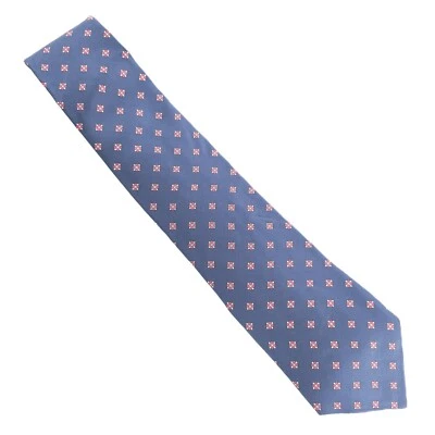 Bert Pulitzer 男式领带全丝绸蓝色红色几何尺寸 58x3.5 - 全新无标签 - 美国 — 第 1/4 张图片