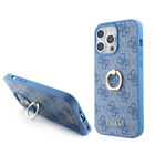 Guess iPhone 15 Pro Back Cover - 4G - with Ring Holder - Blue