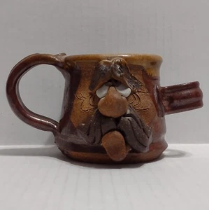 Vintage Signed MMS Mahon Ugly Funny Face 3D Stoneware Pottery Mug Mustache Man - Picture 1 of 23
