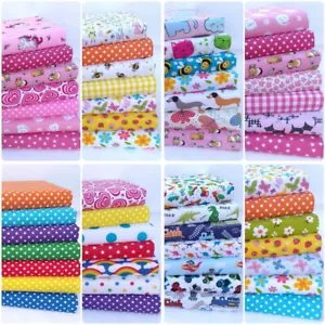 POLY COTTON FABRIC BUNDLES FAT QUARTERS SQUARES CHILDRENS NURSERY SEWING CRAFTS - Picture 1 of 11