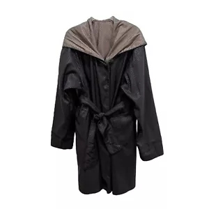 Mycra Pac One Wende Regenjacke Mantel schwarz braun Gürtel Kapuze Gr. 2 M/L - Bild 1 von 10