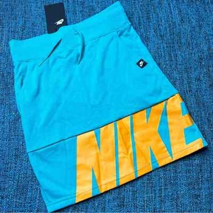 NWT Nike Girls Youth French Terry Big Logo Skirt in Teal Orange Youth Size Small - Picture 1 of 5