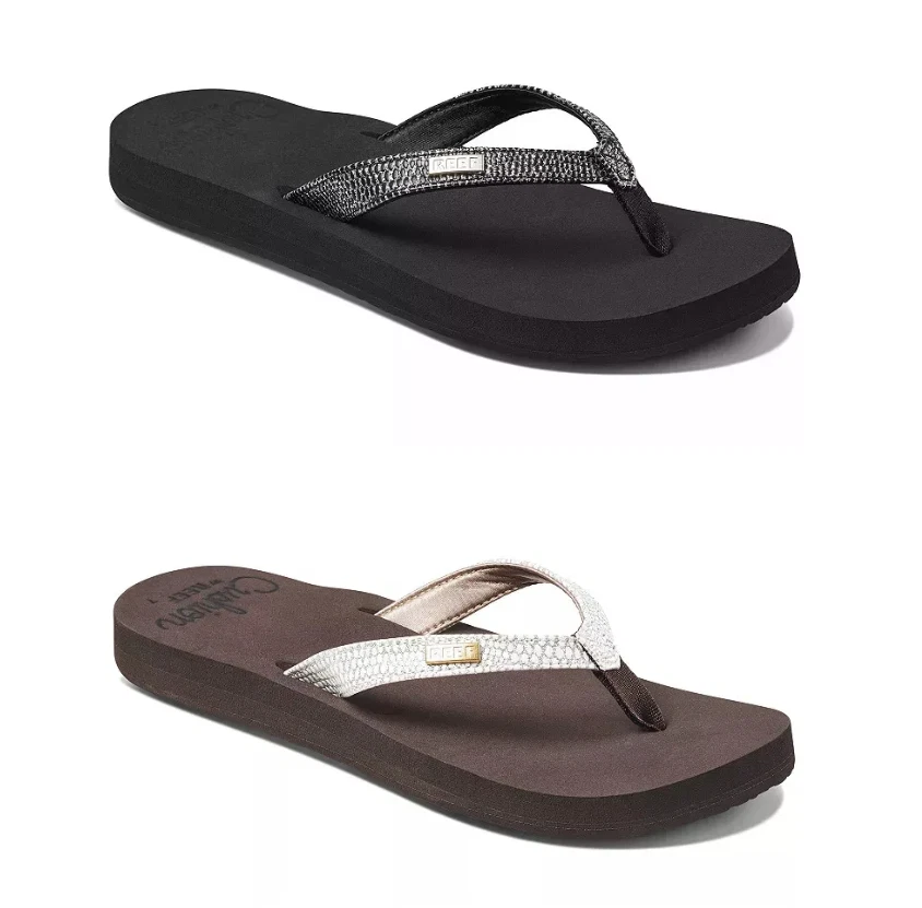 Sandalias chanclas Reef Star Cushion atrevidas para mujer - negras/plateadas o marrones/blancas Foto 1 de 1