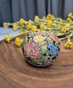 Rundes buntes Cloisonné Blumen dekoratives Stück 2,75" breit Briefbeschwerer - Bild 1 von 9