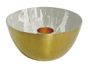 Kerzenhalter Metall Gold Creme Kerzenleuchter Kerzenschale Kerzenständer Ø 10cm - Bild 1 von 1