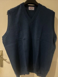 APRO Wool Vest V-neck Blue Size 4XL Warm Wool Nylon Blend Button 125cm Chest - Picture 1 of 5