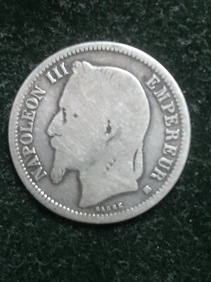 1870 BB France 1 Franc Napoléon 0.900 Silver AG #F11 - Image 1 of 3