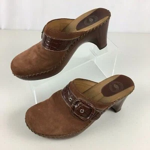 Nurture Wonder Brown Suede Leather Buckle Clog Shoes Womens 8 M Slip On Casual - Picture 1 of 7