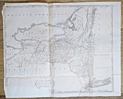 The State of New York Samuel Lewis Mathew Carey 1795 Antique Engraved Map - Image 1 of 4