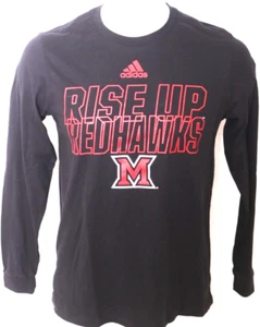 NEW Miami University MU RedHawks Adidas Black LS Crew Neck Tee Shirt Men's L - Picture 1 of 9