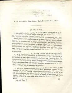 TODHUNTER, . ON THE METHOD OF LEAST SQUARES. original article, 1869 - Bild 1 von 1