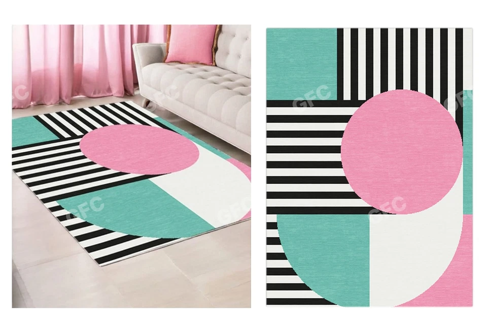 Baby pink&blue 8x10 Area Tufted rug woolen Area Rug Hand tufted Rug For Any Room - Image 1 of 4