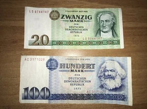 DDR 20 und 100 Mark Geldschein Banknoten - Bild 1 von 2