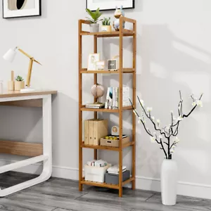 3/4/5 Tier Bamboo Wood Storage Rack Bookcase Shelf Shelving Unit Bathroom Rack - Picture 1 of 25