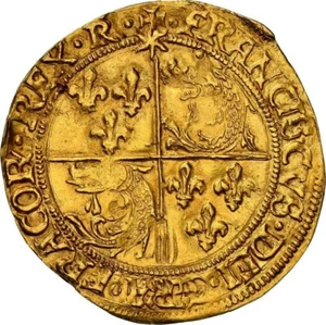 FRANCE Romans Mint Gold Ecu d'or du Dauphiné Francis I NGC AU 58 Gad-321 Rare - Picture 1 of 5