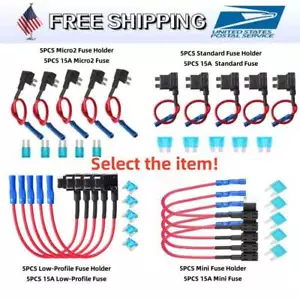 Tap Add-A-Circuit Blade Adapter +15A Fuses Micro2/Standard/Mini Low-Profile Fuse - Picture 1 of 13