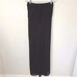 Feathers Romper Size Large One Piece Pants Tube Top Black Body Suit Sheer Legs - Picture 1 of 11