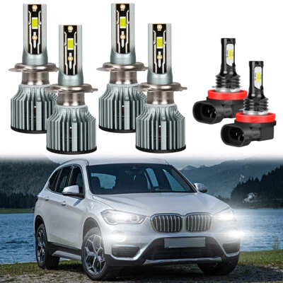Kit combinado de 6 faros LED blancos 6000K para BMW X1 2014 2015 + faros antiniebla Foto 1 de 4