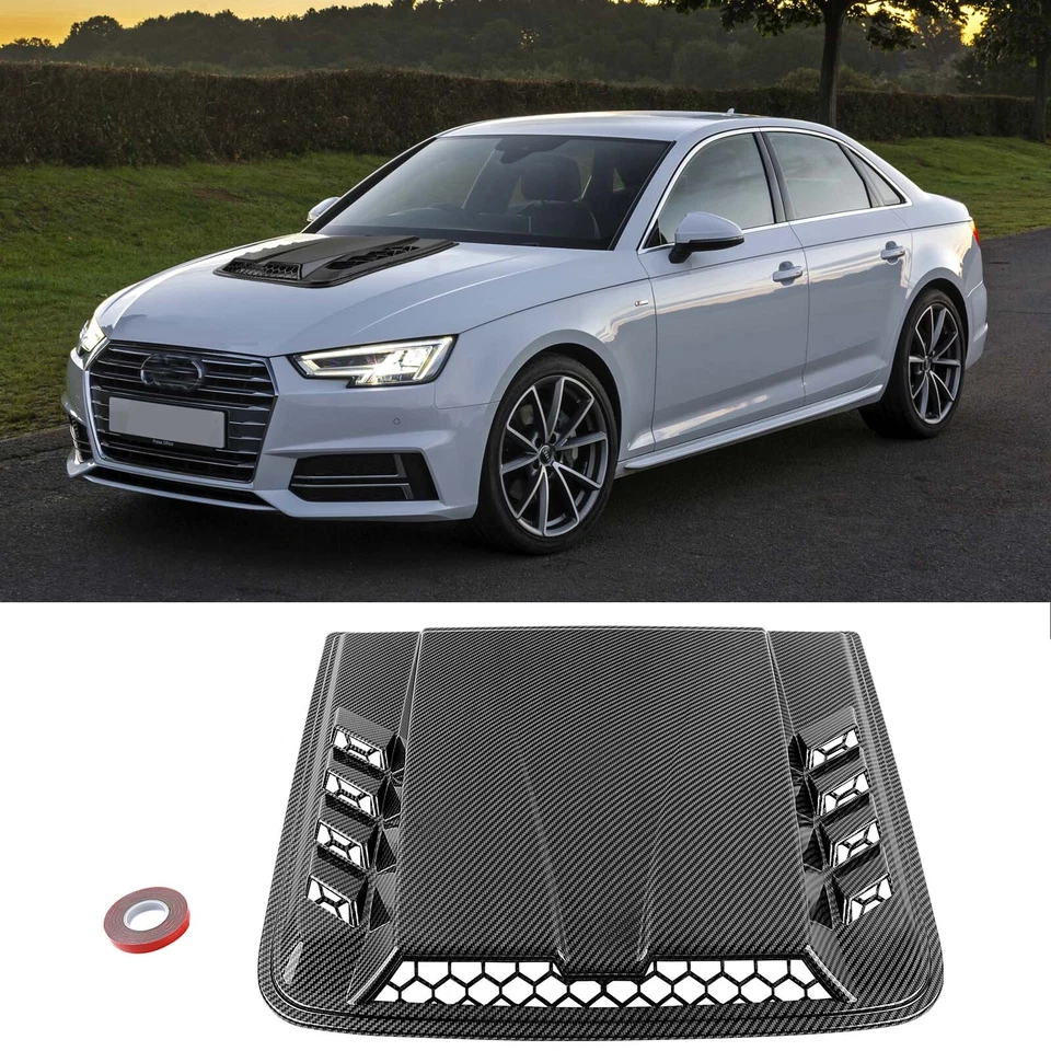For Audi A3 A4 A5 A6 Air Flow Intake Hood Scoop Vent Bonnet Cover Carbon Fiber - Image 1 of 4