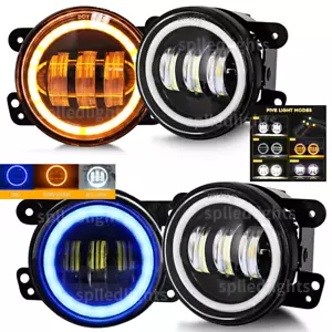 Pair 4Inch LED Fog Lights Front Bumper Driving Lamps fit Jeep Wrangler JK JL JT - Picture 1 of 23