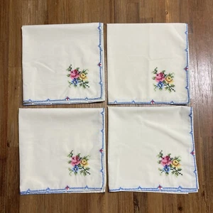 JUEGO DE 4 toalla de té de rosa floral de colección bordada a mano punto de cruz - Imagen 1 de 7