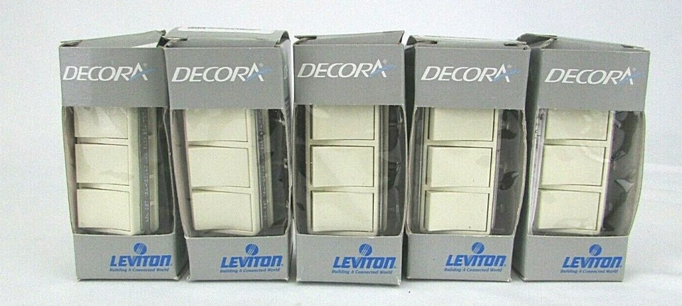 LEVITON 1755-A ALMOND COMBO 3 TRIPLE ROCKER SWITCH 120 VOLT 15 AMP DECORA