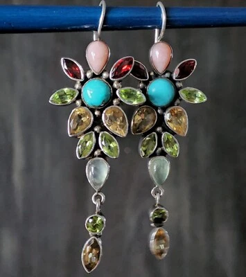 NICKY BUTLER EDICIÓN LIMITADA COLECCIÓN RAJ 925 Plata de Ley NB Pendientes 3"💙 Foto 1 de 4