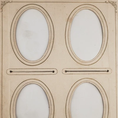 Tintype CDV Photo Frame Page 1880s Vintage Antique Paper Snapshot Oval Old A199 - Image 1 of 4