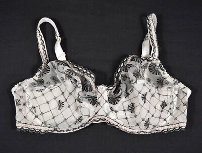 Vanity Fair 8812758 White Embroidered Black Lace Underwire Bra Sz 34DD - Image 1 of 4