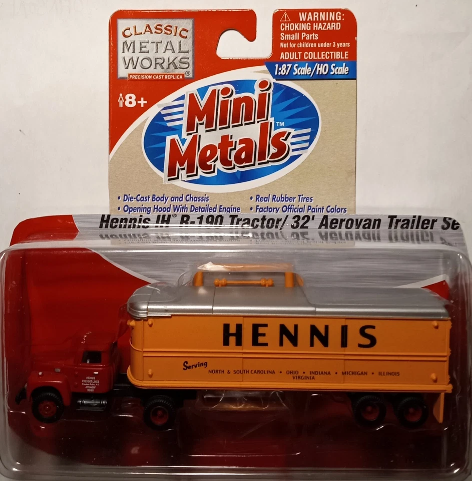 CMW Mini Metals #31101A 1954 IH R-190 Red Tractor/32' Aerovan Trailer Set Hennis - Image 1 of 1