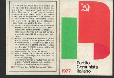LODI SAN MARTINO IN STRADA TESSERA PARTITO COMUNISTA 1977 INTESTATA - Immagine 1 di 2