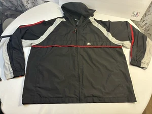 Chaqueta Cortavientos Starter XL Negra Gris Roja Retro Y2K Cremallera Completa Con Capucha De Colección - Imagen 1 de 13