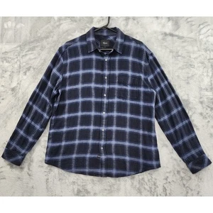Rails Lennox Shirt Size L Blue Brushed Cotton Plaid Long Sleeve Button Front - Picture 1 of 12
