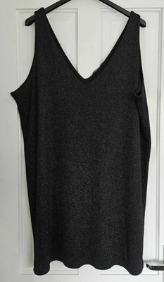 M&S Collection Evening Top Plus Size 22 Party Black Metallic Sparkle Excellent - Image 1 of 4