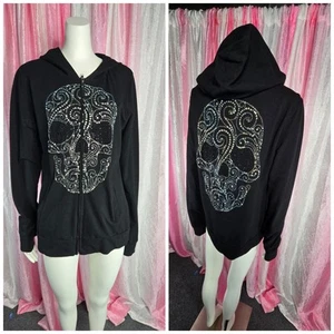 Platinum Plush Iredesant Rhinestone Full Zip Hoodie Size 2XL - Picture 1 of 12