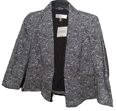Kasper Women's Blazer Gray Black White Tweed Open Front Jacket, Size 2 Petite - Image 1 of 4