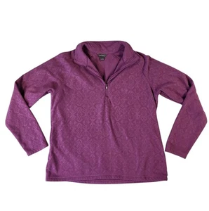 Maglione Eddie Bauer donna L pile 1/4 zip viola outdoor escursionismo vacanze morbido - Foto 1 di 6