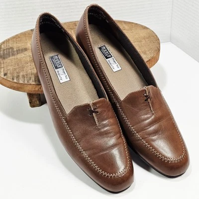 Mocasines Munro American para mujer talla 9,5 N de cuero marrón sin cordones Foto 1 de 4