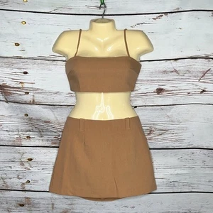 Abercrombie & Fitch NWT Size S/M Tan 2 Pc. Outfit - Crop Top & Skort - Picture 1 of 3