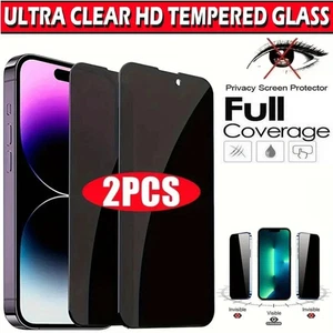 2 Pack Privacy Screen Protector Glass For Apple iphone 15 Pro Max 15 Plus 15 - Picture 1 of 13